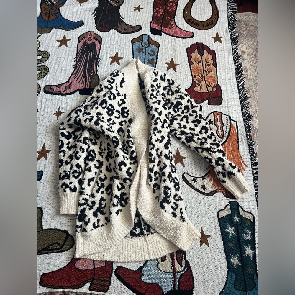 Ugg Leopard Print Open Front Cardigan